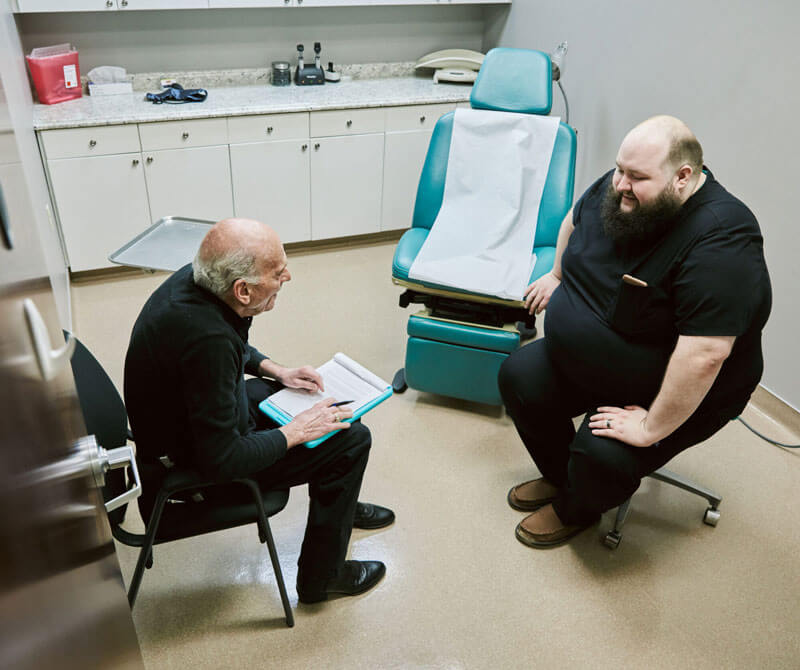 patient talking to doctor